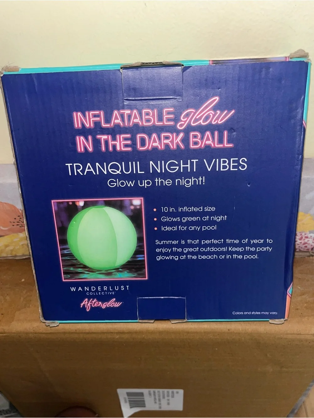 Wanderlust Afterglow Green Inflatable Glow-in-the-Dark Pool Ball NEW NIB